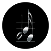 DAROUND 382 SL BK Silver Music Notes Black Background